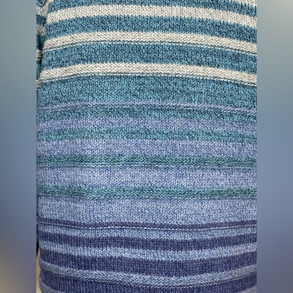 L.L.Bean Cardigan Cotton Blue Gray Ombré Textured Knit Women’s Size Large Petite - Picture 6 of 10